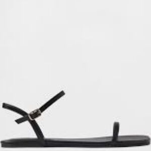 NWT GAP Black Minimalist Strappy Flat Sandals Size 10 Vegan Leather Cocktail